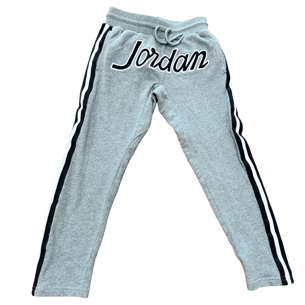 Nike Jordan Kids Gray Joggers with Black Stripes boys size S